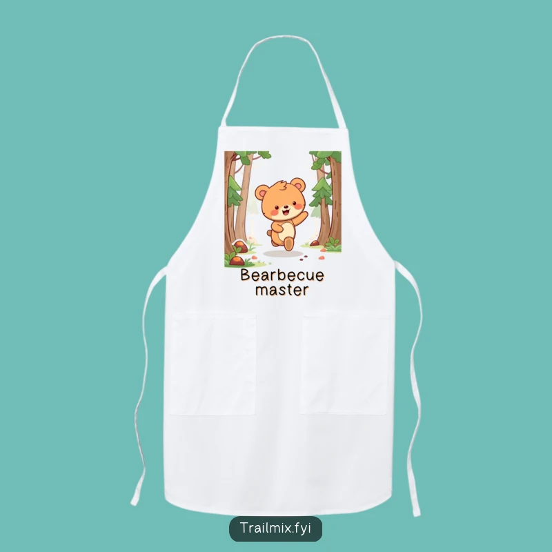 Funny Bear Cub Skipping Apron: A Hilarious Chef's Woodland Helper
