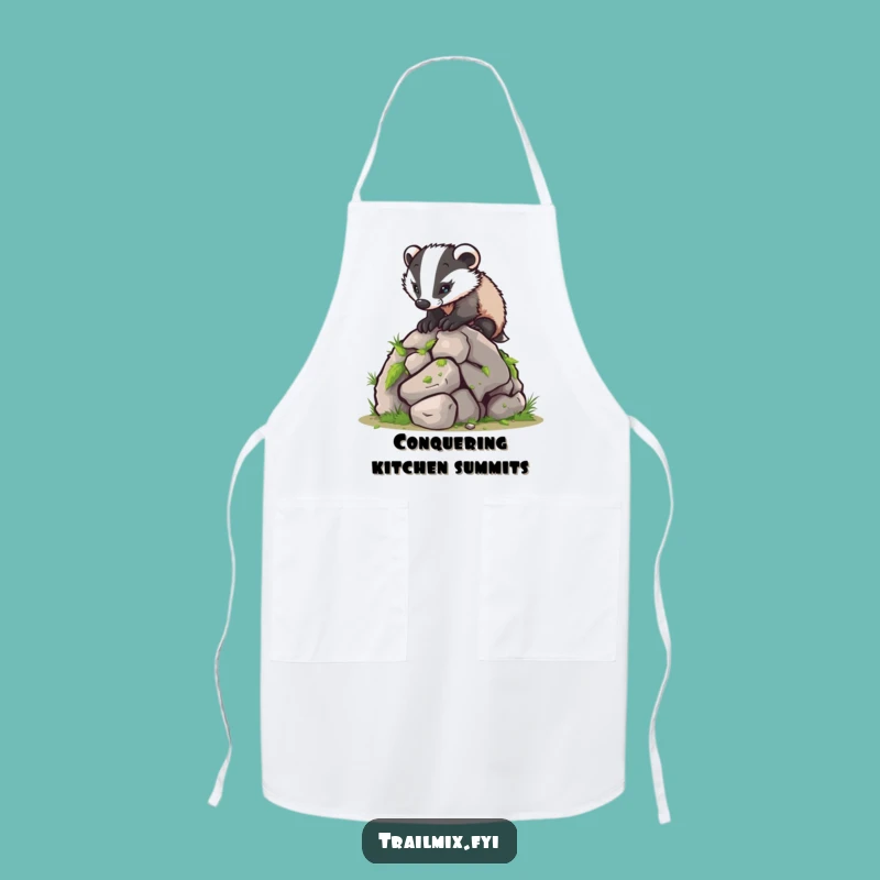 Funny Determined Badger Climbing Apron: Hilarious Kitchen Adventure Gear