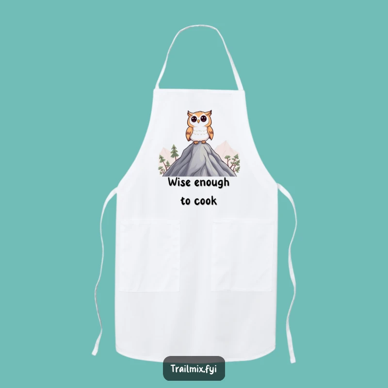 Funny Curious Owl Apron: Wise kitchen observer, unique funny gift for chefs.