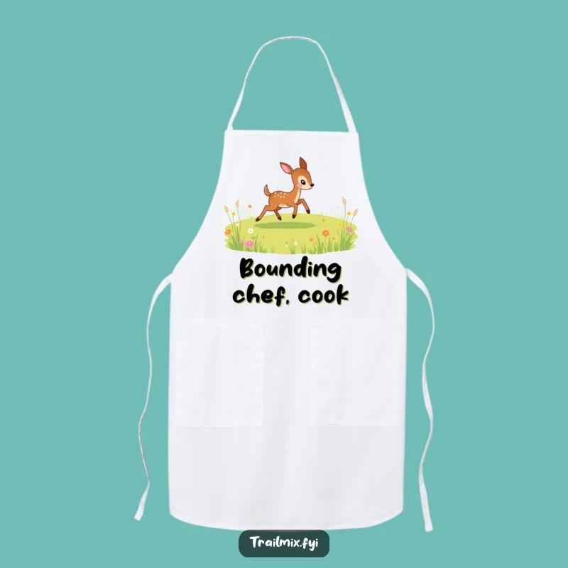 Funny Deer Apron: Playful Bounding Chef, Perfect Funny Kitchen Gift!