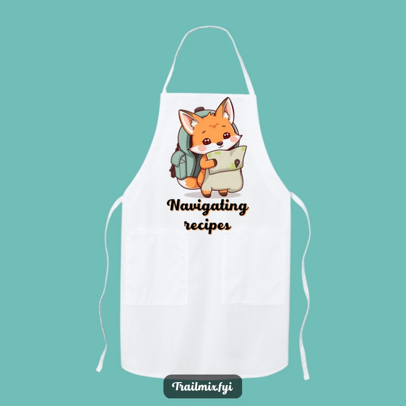 Funny Fox Map Backpack Apron - Adventurous Kitchen Wear, Perfect Humorous Gift