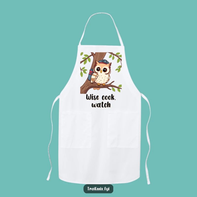 Funny Owl Apron: Curious Hiker Chef, Perfect Funny Kitchen Gift!
