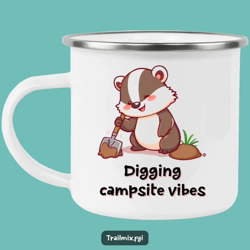Funny Badger Digging Camping Mug: Your Hardworking Companion