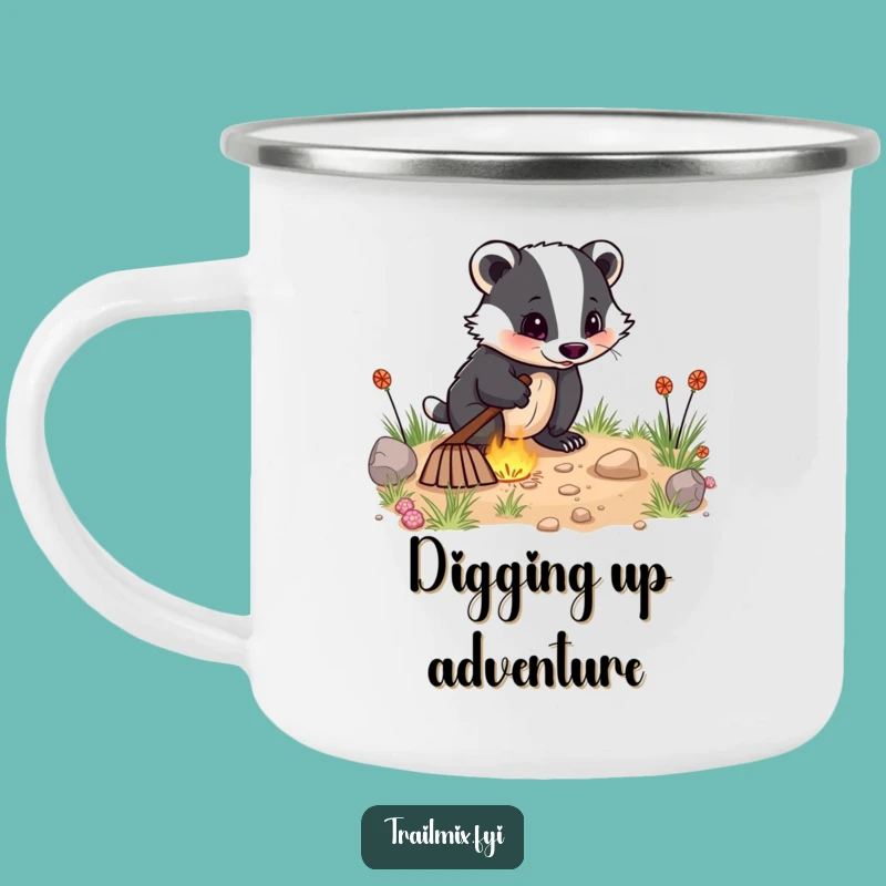 Funny Badger Digging Camping Mug: Cozy Gift for Energetic Diggers!