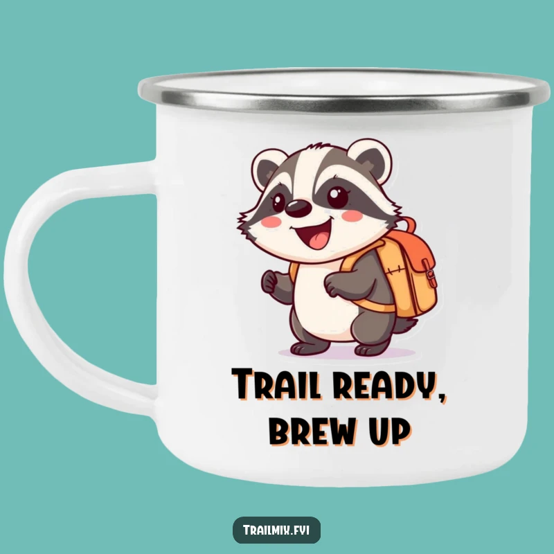 Funny Badger Explorer Camping Mug - Outdoor Cartoon Adventure Gift