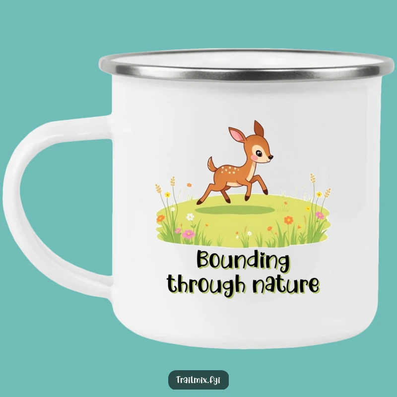 Funny Deer Camping Mug: Playful Bounding Adventure, Your Perfect Funny Gift!