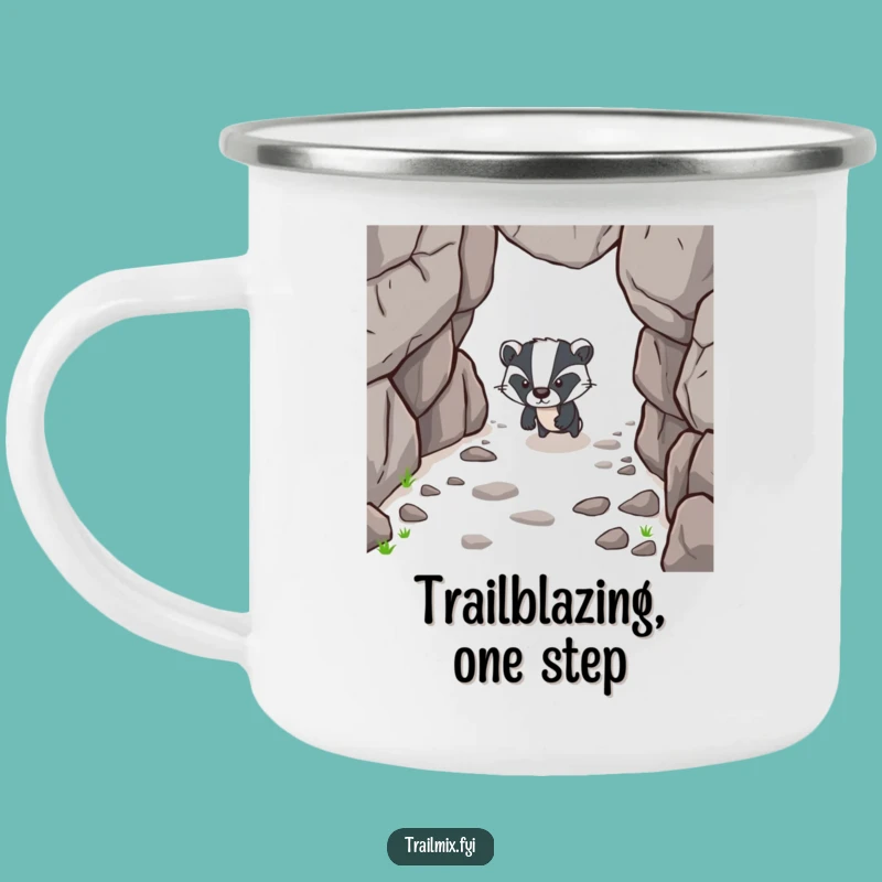 Funny Determined Badger Camping Mug, Rocky Path Drinkware, Rugged Funny Gift