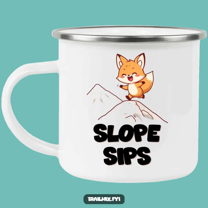 Funny Fox Camp Mug: Delighted Bounding Mountain Vessel