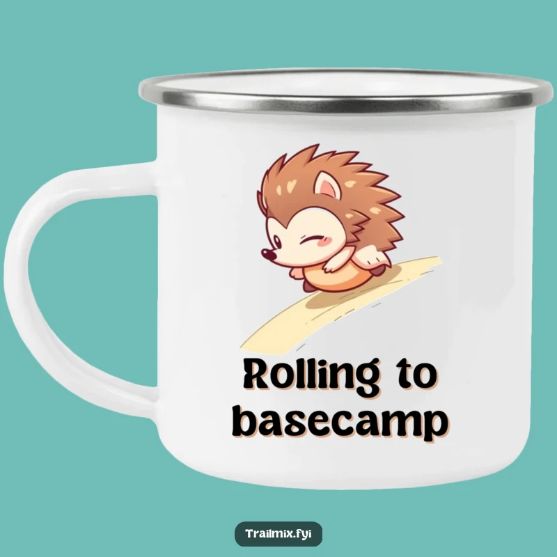 Funny Hedgehog Rolling Campfire Mug - Durable Humor Gift for Outdoorsy Folk