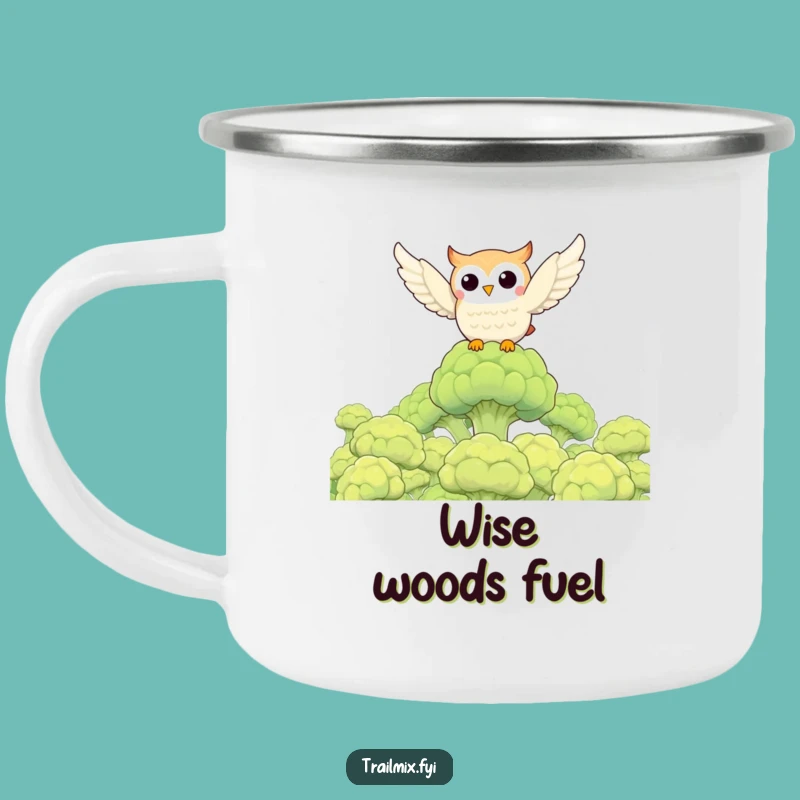 Funny Owl Broccoli Forest Camping Mug: Adventure Fuelled by Humor!