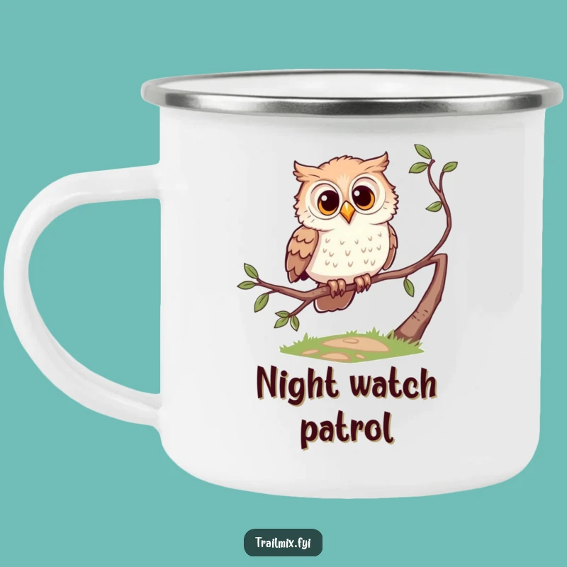 Funny Owl Camp Mug - Durable Curious Character Outdoor Humor Gift