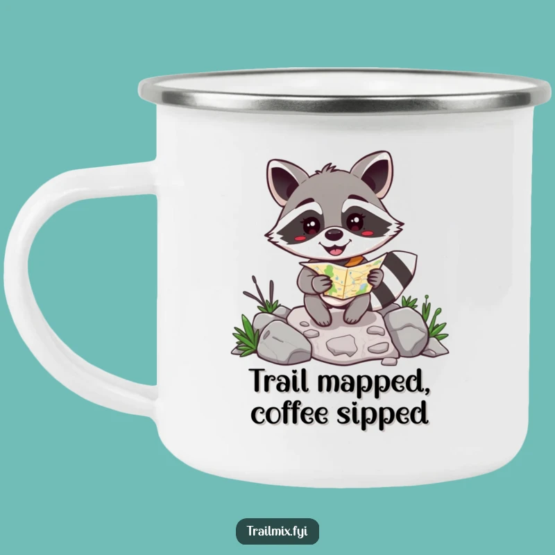 Funny Raccoon Map Camping Mug - Durable & Hilarious Navigator Gift