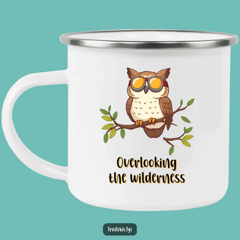 Funny Brave Owl Goggles Enamel Camping Mug - Adventure Drinkware