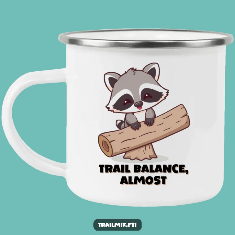 Funny Raccoon Balancing Camping Mug - Outdoor Cartoon Comedy Gift