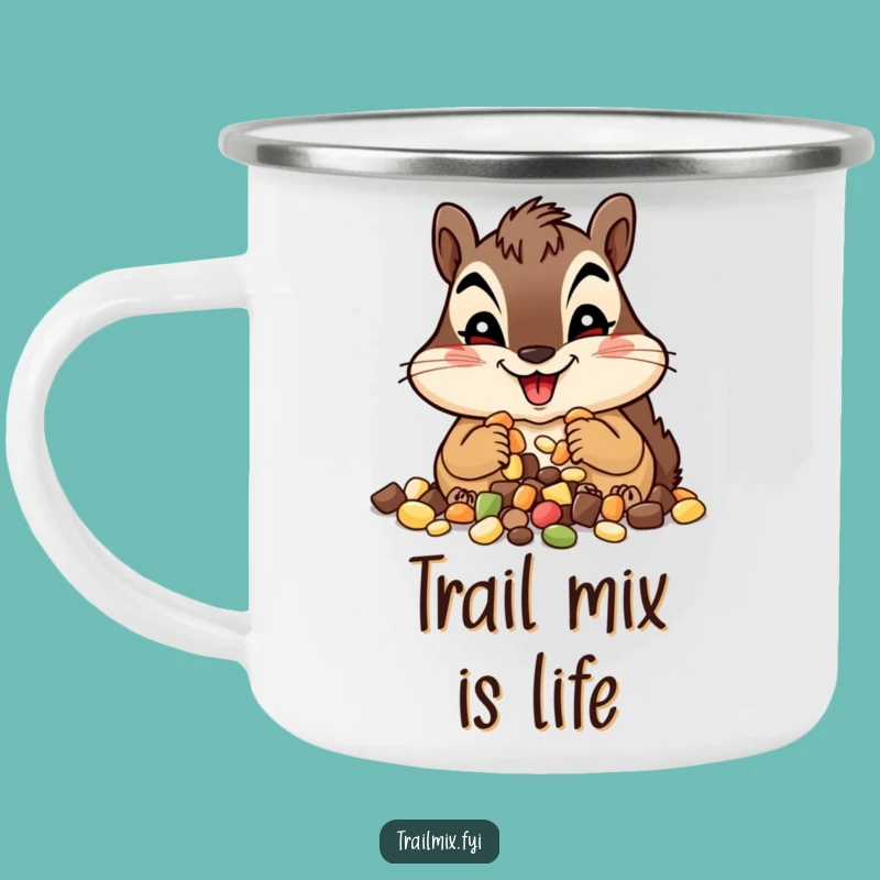 Funny Chipmunk Trail Mix Camping Mug - Happy Outdoor Snack Cup Gift