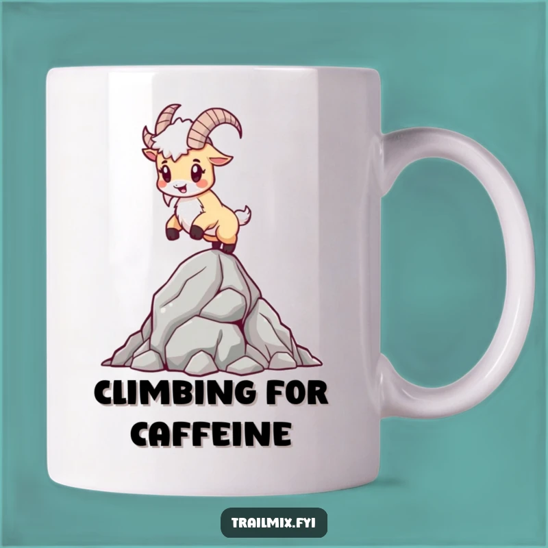 Funny Mountain Goat Mug: Determined Climber on Rocks, Hilarious Outdoor Adventure Gift