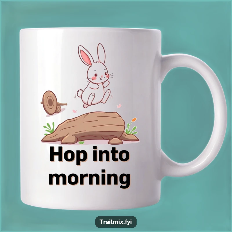 Funny Bunny Rabbit Mug: Playful Leaping Action Gift for Animal Lovers