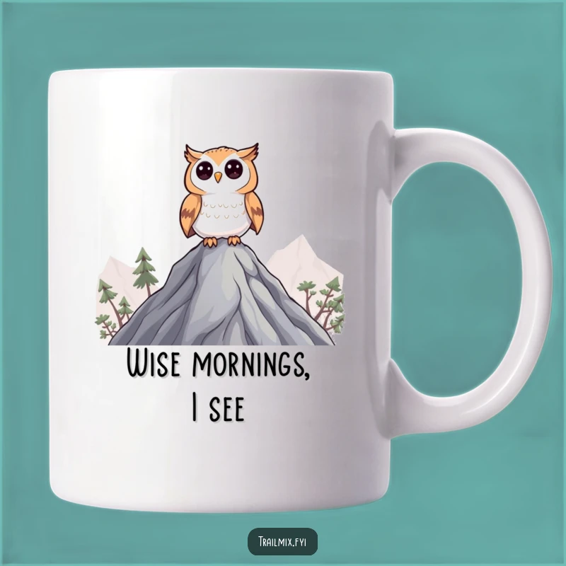 Funny Curious Owl Mug: Wise survey, perfect funny gift for thinkers and watchers.
