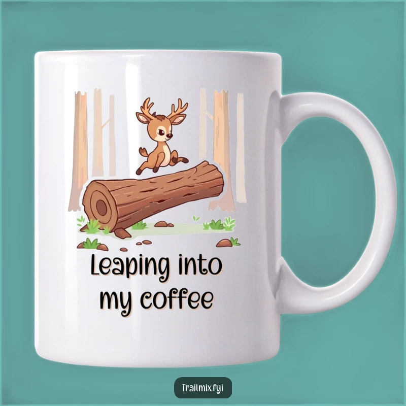Funny Deer Leap Mug: Graceful Jumper's Determined Antlered Friend Gift