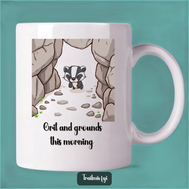Funny Determined Badger Mug, Rocky Path Explorer, Perfect Funny Gift