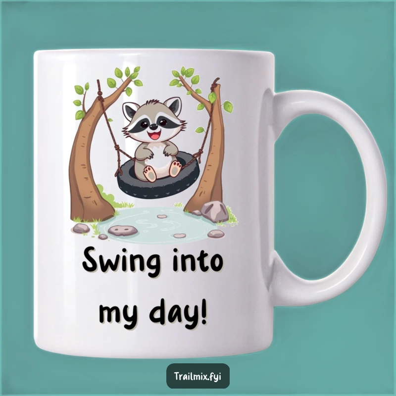 Funny Joyful Racoon Swing Mug - Whimsical Animal Lover Gift