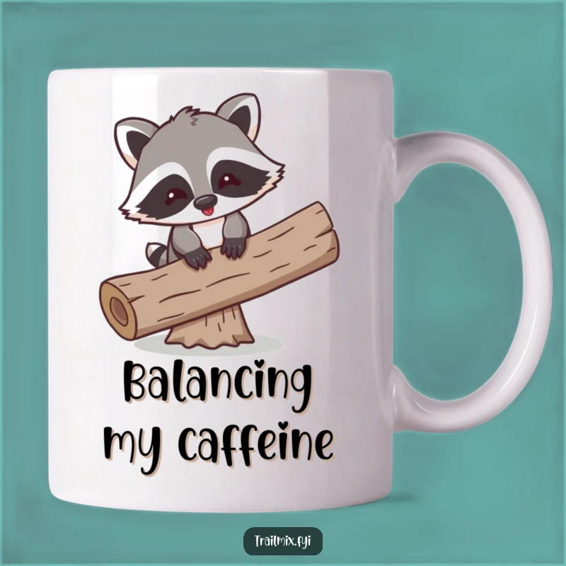 Funny Raccoon Balancing Mug - Comical Cartoon Character Gift