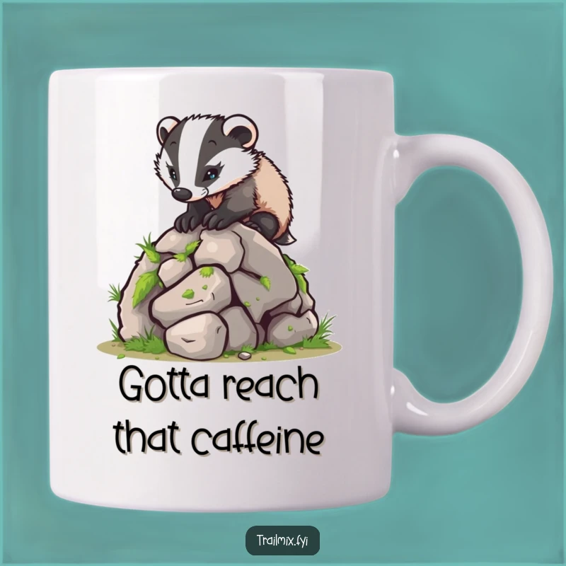 Funny Determined Badger Climbing Boulder Mug: A Hilarious Outdoor Adventure Gift