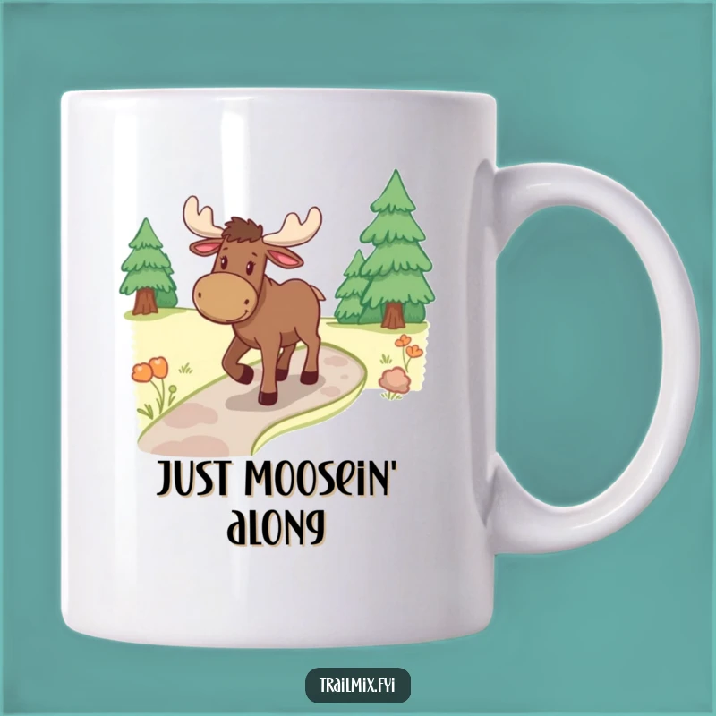 Funny Moose Ambling Path Mug - Cheerful Woodland Creature Gift Idea