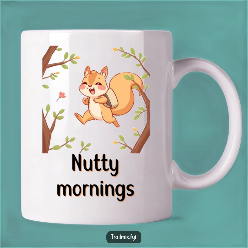 Funny Happy Squirrel Leaping Mug - Adventurous Critter Gift for Hikers