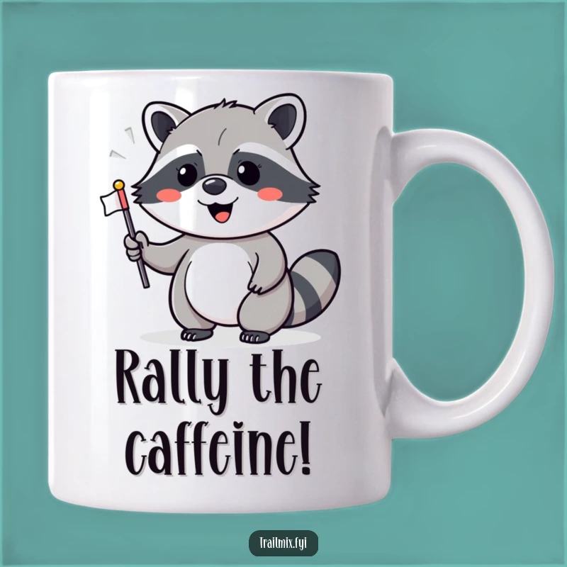 Funny Raccoon Flag Waving Mug - Cheerful Critter Party Gift