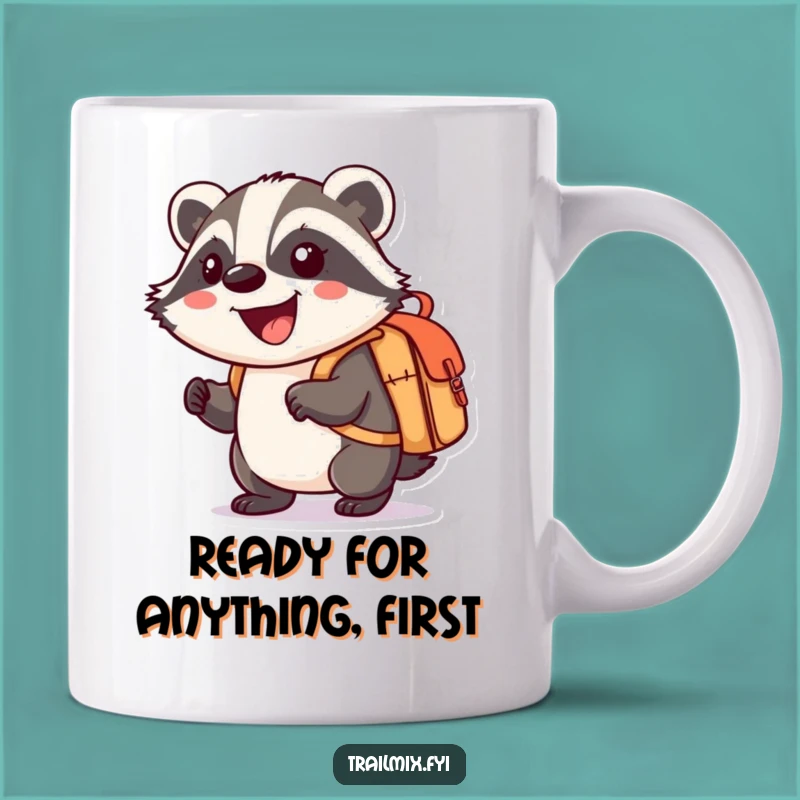 Funny Badger Explorer Mug - Enthusiastic Cartoon Character Gift