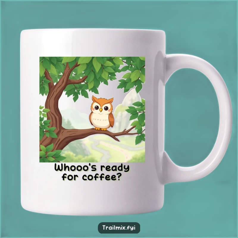 Funny Owl Hiker Mug: Whimsical Wise Bird Views Scenic Trails, Perfect Nature Lover Gift