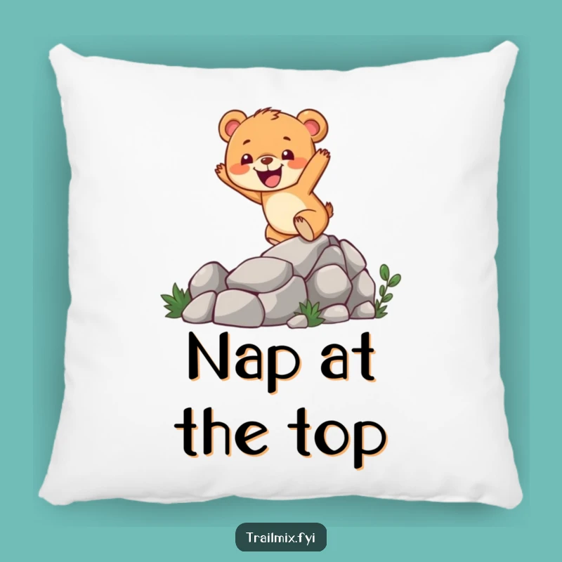 Funny Bear Cub Trail Pillow: Cozy Cheerful Climbing Cushion Gift