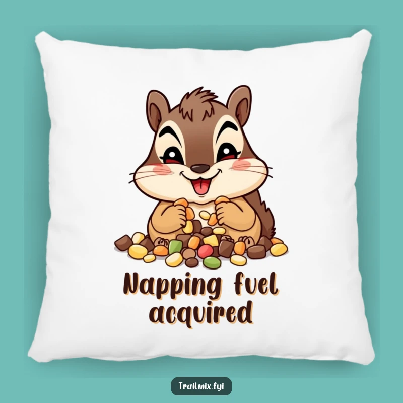Funny Chipmunk Trail Mix Pillow - Cozy Happy Character Comfort Gift