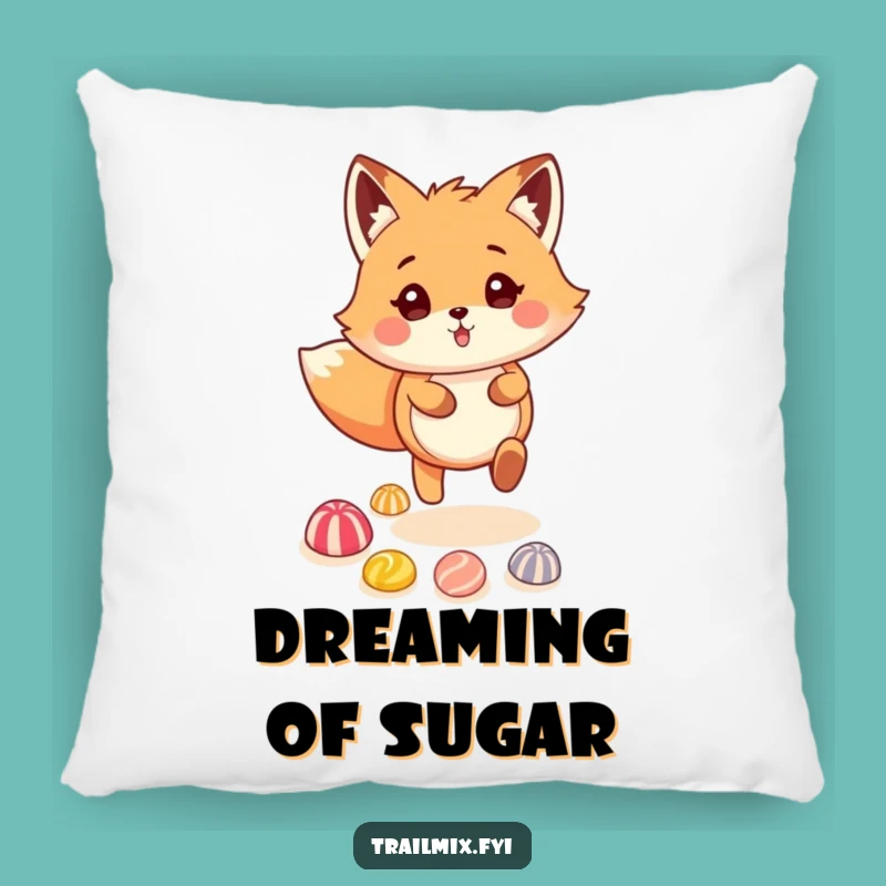 Funny Fox Candy Trail Pillow: Cuddle Up with Sweet, Silly Fun!