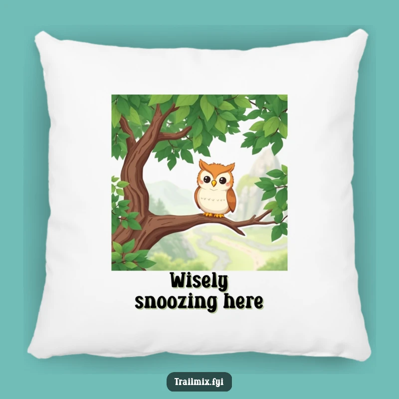 Funny Owl Hiker Pillow: Cozy Cushion with a Wise Bird's Scenic View, Perfect Comfort Gift