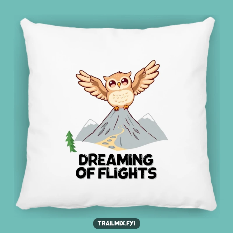 Funny Owl Soaring Pillow - Cozy Comfort & Joyful Mountain Vibes