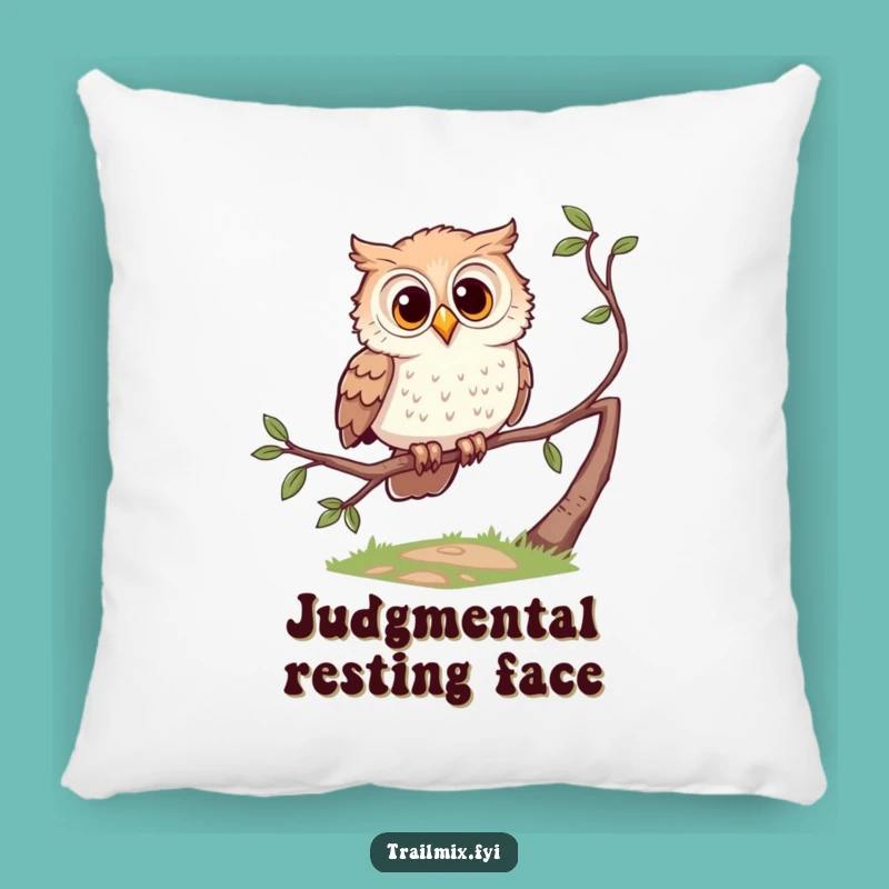 Funny Owl Pillow - Cozy Curious Character Perch Decor Gift