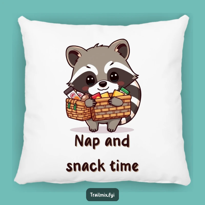 Funny Raccoon Picnic Packing Pillow - Comfy & Hilarious Snack Cozy Decor