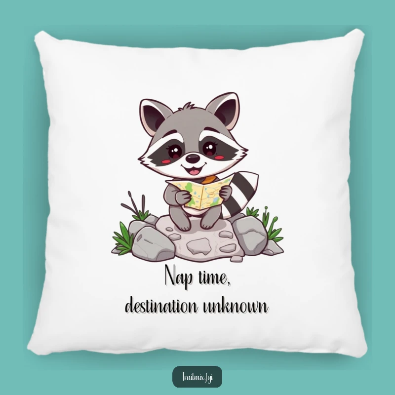 Funny Raccoon Map Pillow - Comfy & Hilarious Accent for Navigators