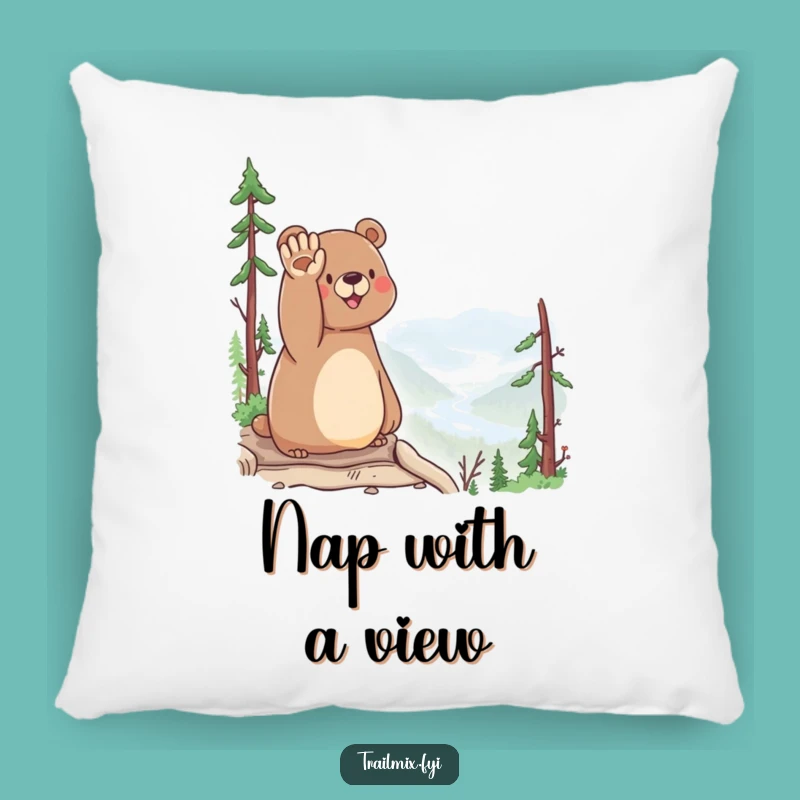 Funny Bear Waving Pillow - Cozy Comfort & Happy Scenic Accent