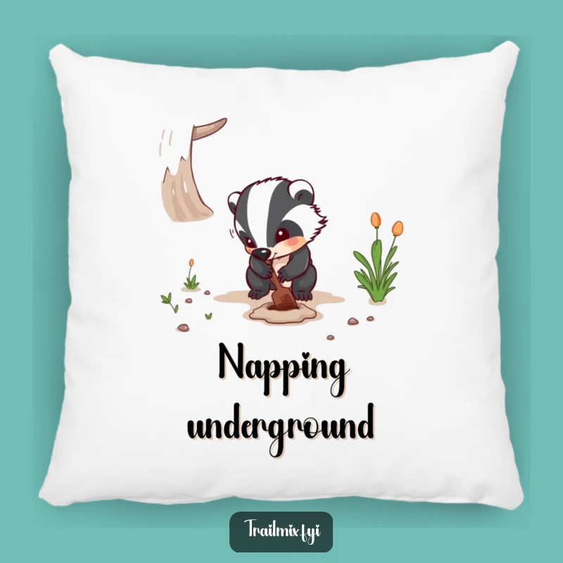 Funny Badger Digging Pillow - Cozy Determination Accent Gift