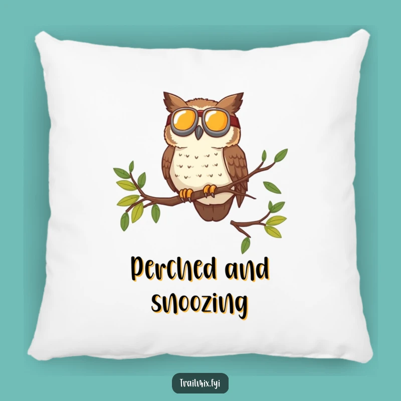 Funny Brave Owl Goggles Accent Pillow - Cozy Explorer Decor