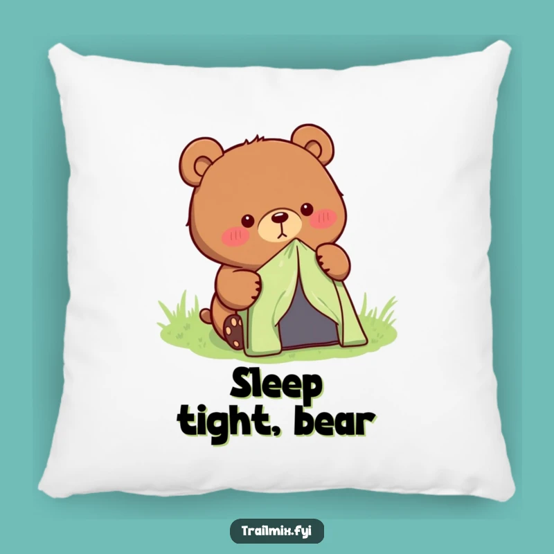 Funny Bear Camping Tent Pillow - Cozy Outdoor Decor, Perfect Humorous Gift