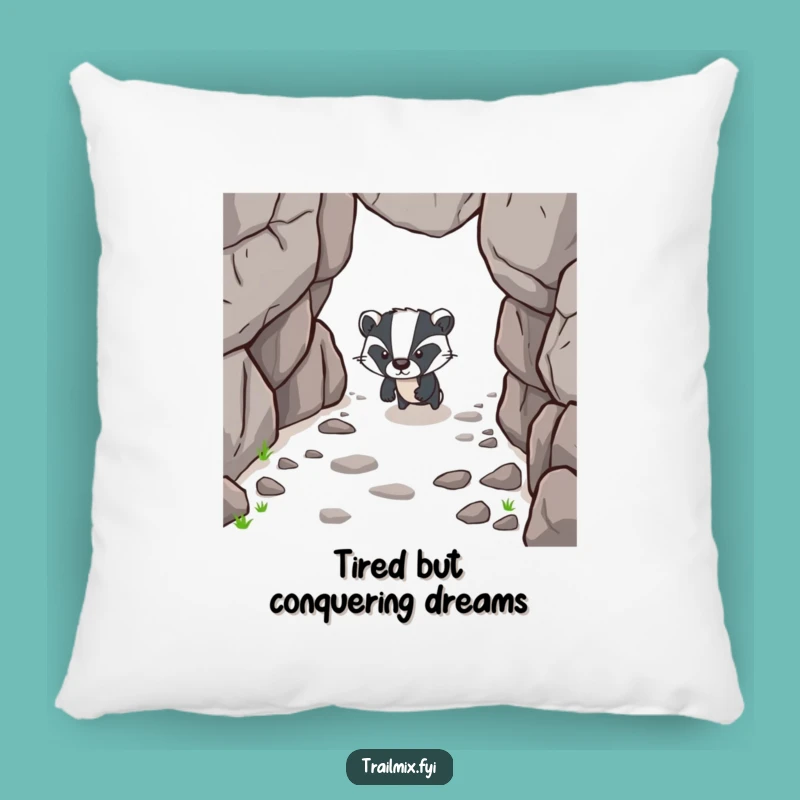 Funny Determined Badger Pillow, Cozy Rocky Path Accent, Comfy Funny Gift