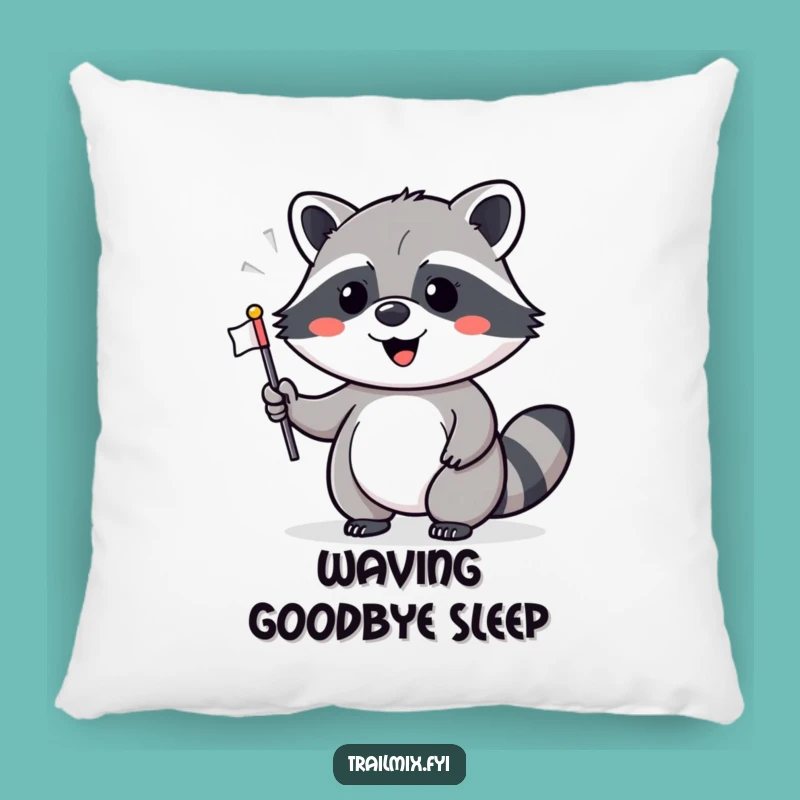 Funny Raccoon Flag Waving Pillow - Cozy Cheerful Accent Gift