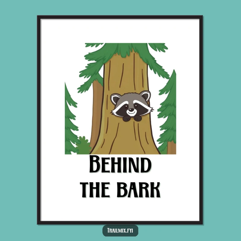 Funny Giggling Raccoon Digital Art: Hilarious Woodland Wall Decor Print