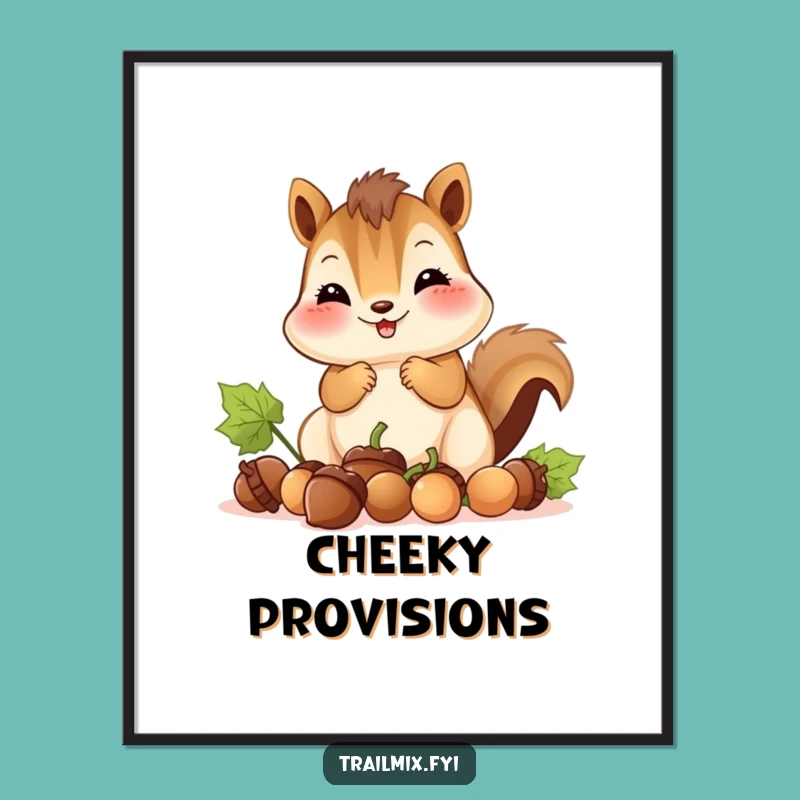 Funny Smiling Chipmunk Digital Art: Adorable Woodland Decor Print