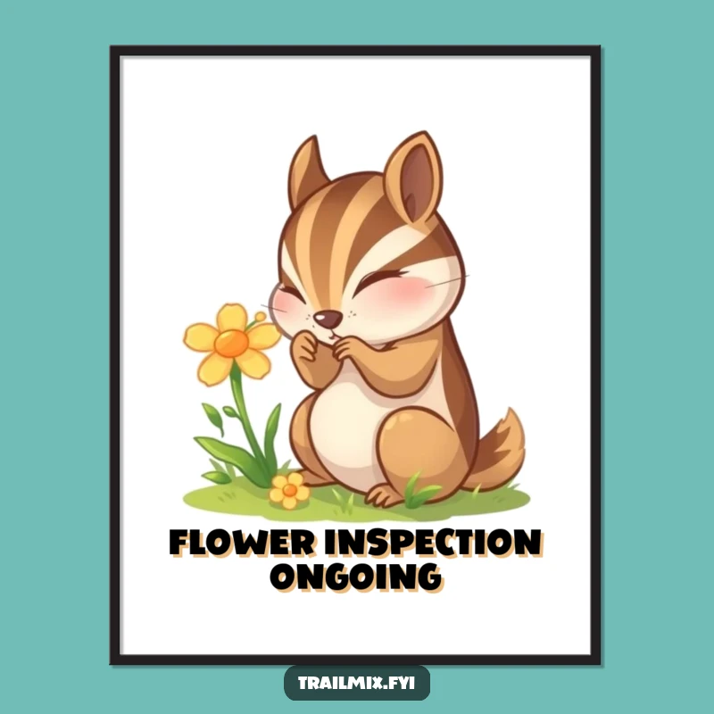 Funny Chipmunk Flower Digital Art - Instant Download Curious Nature Decor