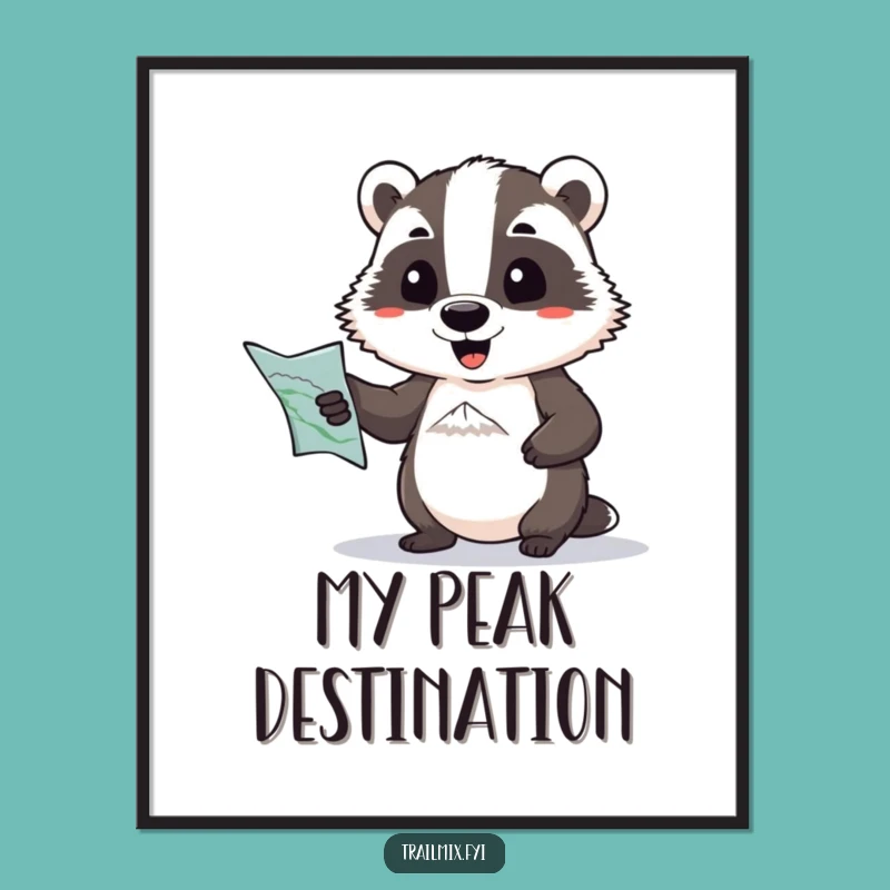 Funny Badger's Quest Digital Print: Motivational Art with Comedic Flair, Unique Gift